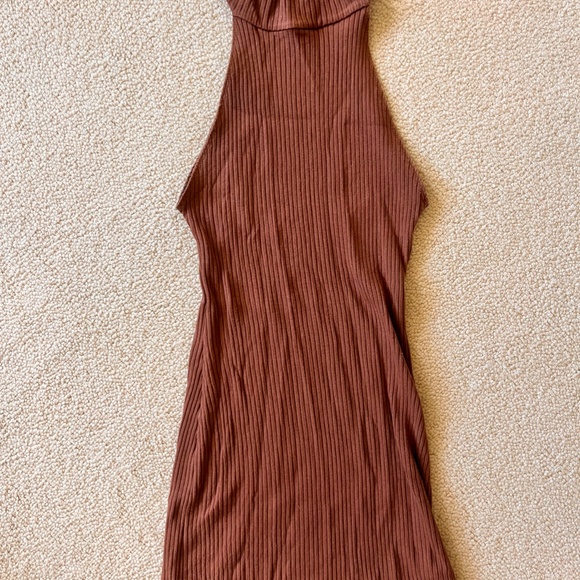 Reformation Knit Sleeveless Turtleneck Dress, Size S, Taupe/Brown - Picture 2 of 5